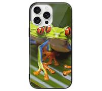 ERSTSNCK Compatible with iPhone 16 Case Red Eyed Tree Frog Stylish Phone Case for Women Men, Tempered Glass Shockproof Slim Cover for 16 Pro