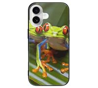 ERSTSNCK Compatible with iPhone 16 Case Red Eyed Tree Frog Stylish Phone Case for Women Men, Tempered Glass Shockproof Slim Cover for 16 Pro