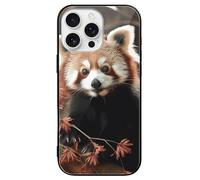 ERSTSNCK Compatible with iPhone 16 Case Red Pandas Stylish Phone Case for Women Men, Tempered Glass Shockproof Slim Cover for 16 Pro