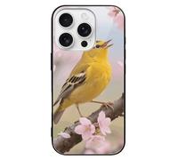 ERSTSNCK Compatible with iPhone 16 Case Rustic Birds Stylish Phone Case for Women Men, Tempered Glass Shockproof Slim Cover for 16 Pro Black