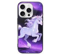 ERSTSNCK Compatible with iPhone 16 Case Silver Horse Stylish Phone Case for Women Men, Tempered Glass Shockproof Slim Cover for 16 Pro