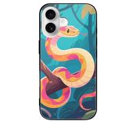 ERSTSNCK Compatible with iPhone 16 Case Snake in The Tree Stylish Phone Case for Women Men, Tempered Glass Shockproof Slim Cover for 16 Pro Black