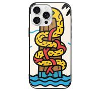 ERSTSNCK Compatible with iPhone 16 Case Snake Totem Pole Stylish Phone Case for Women Men, Tempered Glass Shockproof Slim Cover for 16 Pro Black