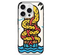 ERSTSNCK Compatible with iPhone 16 Case Snake Totem Pole Stylish Phone Case for Women Men, Tempered Glass Shockproof Slim Cover for 16 Pro Black