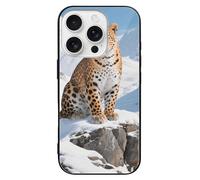 ERSTSNCK Compatible with iPhone 16 Case Snow Leopard Stylish Phone Case for Women Men, Tempered Glass Shockproof Slim Cover for 16 Pro