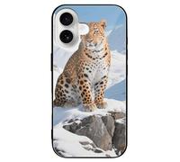 ERSTSNCK Compatible with iPhone 16 Case Snow Leopard Stylish Phone Case for Women Men, Tempered Glass Shockproof Slim Cover for 16 Pro