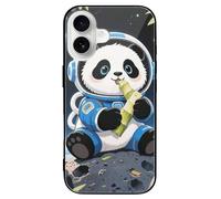 ERSTSNCK Compatible with iPhone 16 Case Spacesuit - Helmet Panda Stylish Phone Case for Women Men, Tempered Glass Shockproof Slim Cover for 16 Pro