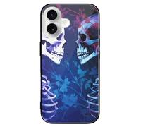 ERSTSNCK Compatible with iPhone 16 Case Staring at The Skeleton Stylish Phone Case for Women Men, Tempered Glass Shockproof Slim Cover for 16 Pro Black