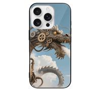 ERSTSNCK Compatible with iPhone 16 Case Steampunk Dragon Stylish Phone Case for Women Men, Tempered Glass Shockproof Slim Cover for 16 Pro