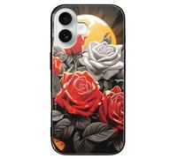 ERSTSNCK Compatible with iPhone 16 Case Sun-Soaked Colors Stylish Phone Case for Women Men, Tempered Glass Shockproof Slim Cover for 16 Pro Black