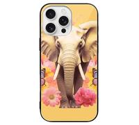 ERSTSNCK Compatible with iPhone 16 Case Two Butterflies and Elephant Stylish Phone Case for Women Men, Tempered Glass Shockproof Slim Cover for 16 Pro