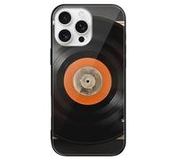 ERSTSNCK Compatible with iPhone 16 Case Vintage Vinyl Record Stylish Phone Case for Women Men, Tempered Glass Shockproof Slim Cover for 16 Pro Black