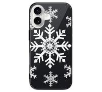 ERSTSNCK Compatible with iPhone 16 Case White Snowflake Stylish Phone Case for Women Men, Tempered Glass Shockproof Slim Cover for 16 Pro