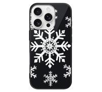 ERSTSNCK Compatible with iPhone 16 Case White Snowflake Stylish Phone Case for Women Men, Tempered Glass Shockproof Slim Cover for 16 Pro