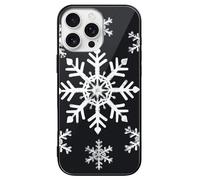 ERSTSNCK Compatible with iPhone 16 Case White Snowflake Stylish Phone Case for Women Men, Tempered Glass Shockproof Slim Cover for 16 Pro