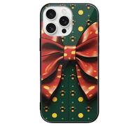 ERSTSNCK Compatible with iPhone 16 Case Wrapping Paper with Bow Stylish Phone Case for Women Men, Tempered Glass Shockproof Slim Cover for 16 Pro Black