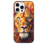 ERSTSNCK Compatible with iPhone 16 Case Yellow Lion Head Stylish Phone Case for Women Men, Tempered Glass Shockproof Slim Cover for 16 Pro