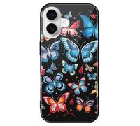 ERSTSNCK Compatible with iPhone 16 Case Zeeland Butterfly Stylish Phone Case for Women Men, Tempered Glass Shockproof Slim Cover for 16 Pro