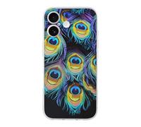 ERSTSNCK Compatible with iPhone 17 Case A Bunch of Peacock Feathers Stylish Phone Case for Women Men TPU Shockproof Slim Cover for 17 Pro Transparent
