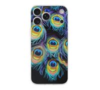 ERSTSNCK Compatible with iPhone 17 Case A Bunch of Peacock Feathers Stylish Phone Case for Women Men TPU Shockproof Slim Cover for 17 Pro Transparent