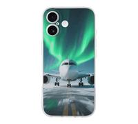 ERSTSNCK Compatible with iPhone 17 Case Airplane Under The Polar Night Sky Stylish Phone Case for Women Men TPU Shockproof Slim Cover for 17 Pro Transparent