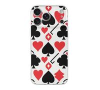 ERSTSNCK Compatible with iPhone 17 Case Black Red Poker Pattern Stylish Phone Case for Women Men TPU Shockproof Slim Cover for 17 Pro