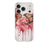 ERSTSNCK Compatible with iPhone 17 Case Butterfly Drip Spray Watercolor Stylish Phone Case for Women Men TPU Shockproof Slim Cover for 17 Pro