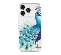ERSTSNCK Compatible with iPhone 17 Case Cartoon Blue Peacock Stylish Phone Case for Women Men TPU Shockproof Slim Cover for 17 Pro