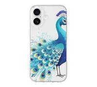 ERSTSNCK Compatible with iPhone 17 Case Cartoon Blue Peacock Stylish Phone Case for Women Men TPU Shockproof Slim Cover for 17 Pro