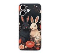 ERSTSNCK Compatible with iPhone 17 Case Cartoon Rabbit Couple Stylish Phone Case for Women Men TPU Shockproof Slim Cover for 17 Pro Transparent