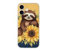 ERSTSNCK Compatible with iPhone 17 Case Cartoon Sloth Sitting on Sunflower Stylish Phone Case for Women Men TPU Shockproof Slim Cover for 17 Pro