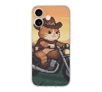 ERSTSNCK Compatible with iPhone 17 Case Cat Riding A Motorcycle Stylish Phone Case for Women Men TPU Shockproof Slim Cover for 17 Pro