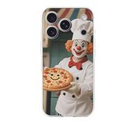 ERSTSNCK Compatible with iPhone 17 Case Clown Holding Pizza Stylish Phone Case for Women Men TPU Shockproof Slim Cover for 17 Pro Transparent