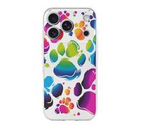 ERSTSNCK Compatible with iPhone 17 Case Colorful Dog Paw Print Stylish Phone Case for Women Men TPU Shockproof Slim Cover for 17 Pro