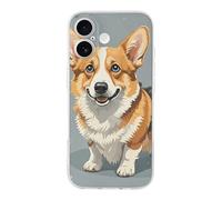 ERSTSNCK Compatible with iPhone 17 Case Corgi Pattern Corgi Pattern Stylish Phone Case for Women Men TPU Shockproof Slim Cover for 17 Pro Transparent