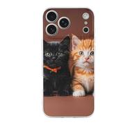 ERSTSNCK Compatible with iPhone 17 Case Cute Kitten Black and Orange Cat Stylish Phone Case for Women Men TPU Shockproof Slim Cover for 17 Pro