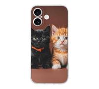 ERSTSNCK Compatible with iPhone 17 Case Cute Kitten Black and Orange Cat Stylish Phone Case for Women Men TPU Shockproof Slim Cover for 17 Pro