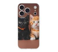 ERSTSNCK Compatible with iPhone 17 Case Cute Kitten Black and Orange Cat Stylish Phone Case for Women Men TPU Shockproof Slim Cover for 17 Pro