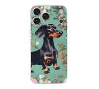 ERSTSNCK Compatible with iPhone 17 Case Dachshund Florals Stylish Phone Case for Women Men TPU Shockproof Slim Cover for 17 Pro Transparent