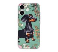ERSTSNCK Compatible with iPhone 17 Case Dachshund Florals Stylish Phone Case for Women Men TPU Shockproof Slim Cover for 17 Pro Transparent