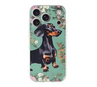 ERSTSNCK Compatible with iPhone 17 Case Dachshund Florals Stylish Phone Case for Women Men TPU Shockproof Slim Cover for 17 Pro Transparent
