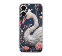 ERSTSNCK Compatible with iPhone 17 Case Floral Swan Stylish Phone Case for Women Men TPU Shockproof Slim Cover for 17 Pro Transparent