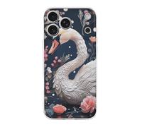 ERSTSNCK Compatible with iPhone 17 Case Floral Swan Stylish Phone Case for Women Men TPU Shockproof Slim Cover for 17 Pro Transparent