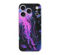 ERSTSNCK Compatible with iPhone 17 Case Fluorescent Jellyfish Stylish Phone Case for Women Men TPU Shockproof Slim Cover for 17 Pro Transparent