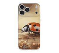 ERSTSNCK Compatible with iPhone 17 Case Orange Ladybug on Beige Background Stylish Phone Case for Women Men TPU Shockproof Slim Cover for 17 Pro