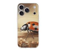 ERSTSNCK Compatible with iPhone 17 Case Orange Ladybug on Beige Background Stylish Phone Case for Women Men TPU Shockproof Slim Cover for 17 Pro
