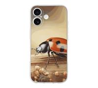 ERSTSNCK Compatible with iPhone 17 Case Orange Ladybug on Beige Background Stylish Phone Case for Women Men TPU Shockproof Slim Cover for 17 Pro