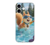 ERSTSNCK Compatible with iPhone 17 Case Squirrel Pool Joy Stylish Phone Case for Women Men TPU Shockproof Slim Cover for 17 Pro Transparent