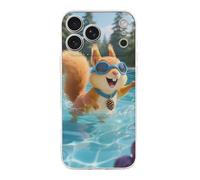 ERSTSNCK Compatible with iPhone 17 Case Squirrel Pool Joy Stylish Phone Case for Women Men TPU Shockproof Slim Cover for 17 Pro Transparent