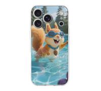 ERSTSNCK Compatible with iPhone 17 Case Squirrel Pool Joy Stylish Phone Case for Women Men TPU Shockproof Slim Cover for 17 Pro Transparent